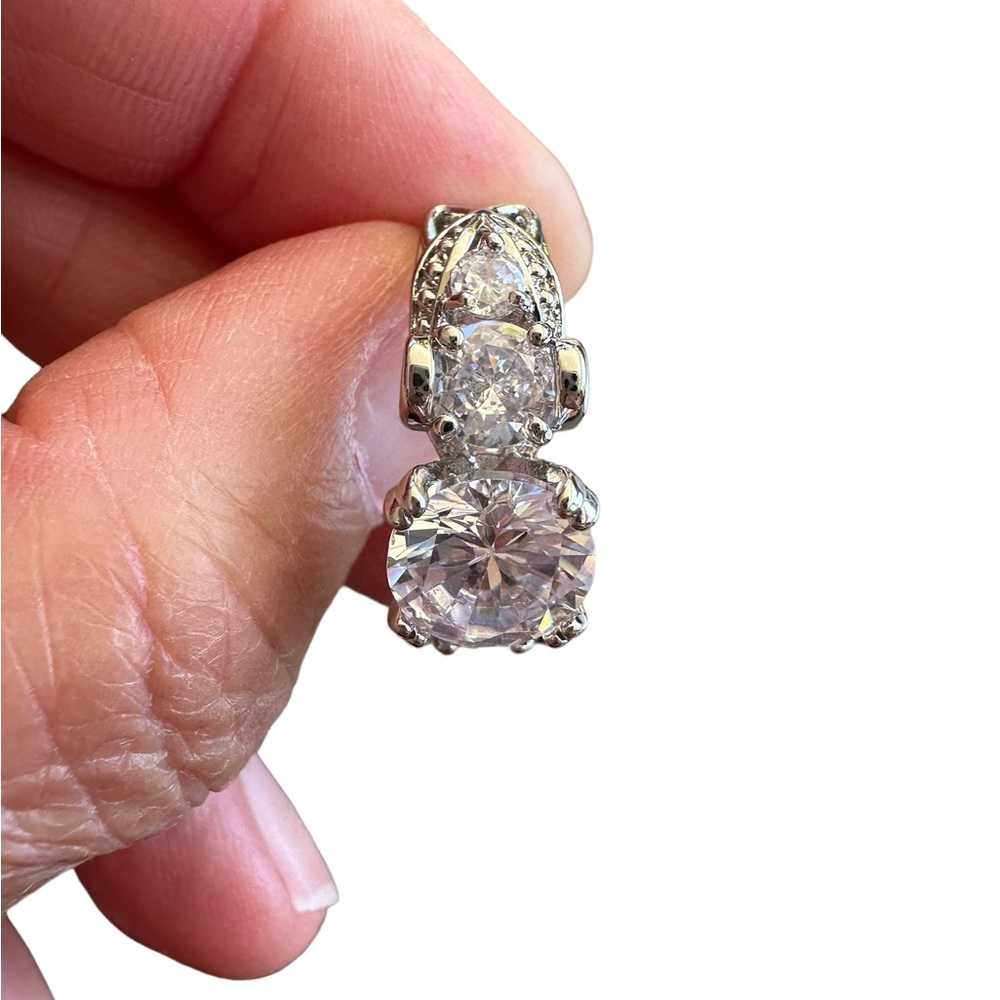 Silver Multiple Diamond Solitaire Ring - image 8